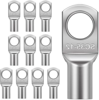 Conduit Lugs M12 voor Kabelverbindingen, 35mm² Niet-geïsoleerde Ringlugs van Koper met Tincoating, Ideaal voor Accu- en Motorbekabeling