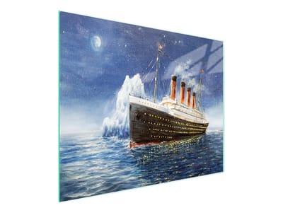 TMK ArtDeko - Snijplank van Geharden Glas - 52x30 cm - Titanic Design - Antislip Silicoon Noppen