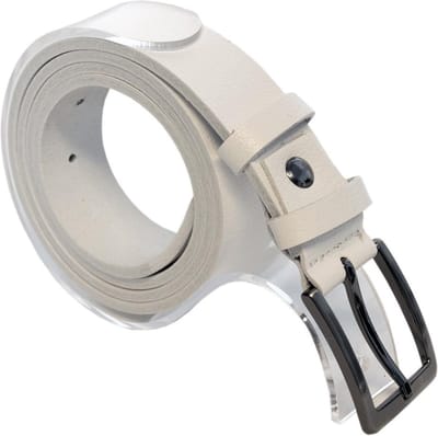 Riem - Wit - 3 cm Breed - Riem Heren - Leer - Riem Dames - Totale Riem Lengte 110 cm (Taillemaat tot 90 cm)