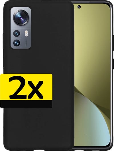 Hoesje - 2 Stuks - Geschikt voor Xiaomi 12 - Sterk & Shockproof - Case Siliconen - Back Cover - Telefoon Hoes - Telefoonhoesjes - Zwart