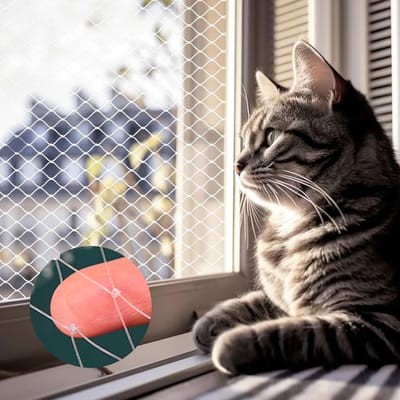Kattennet voor Balkon zonder Boren – 2 Stuks – 3 x 2 m - UV-bestendig en Duurzaam Nylon Beschermingsnet
