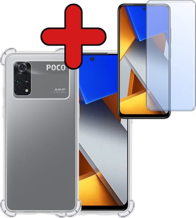Hoesje - Met Screenprotector - Geschikt voor Xiaomi Poco X4 Pro 5G - Sterk & Shockproof - Back Cover - Siliconen Case - Telefoon Hoes - Shock Proof - Telefoonhoes - Transparant