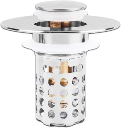 Wastafelstopper - Afvoerstop Keuken - Voorkomt Verstopping - Met Zeefmand - 2.8-6cm Universeel - Zilver