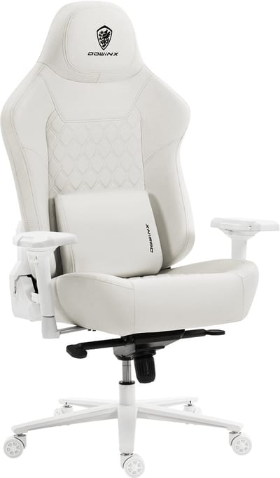 Dowinx Gamingstoel – Ergonomische Bureaustoel met 4D Armleuningen en Lendensteun – In Hoogte Verstelbaar – Tot 200 kg – Wit