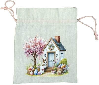 Geschenkzakje - Pasen - Paashaas - Huisje - 21 x 25 cm