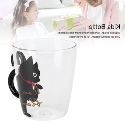 Schattige Kat Glazen Mok Set van 2, 300ml Borosilicaat Glazen Koffiemok voor Thee, Sap en Dranken