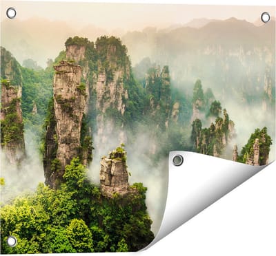 Gards Tuinposter Zhangjiajie Klif Bergen in China - 50x40 cm - Tuindoek - Tuindecoratie - Wanddecoratie buiten - Tuinschilderij