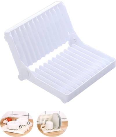 Afdruiprek - Droogrek - Houder voor borden en schalen - Opvouwbaar - Afdruiprek voor servies - Opbergaccessoire - Geschikt voor het laten uitlekken van borden, fruit en groenten - Wit - 20*15 cm