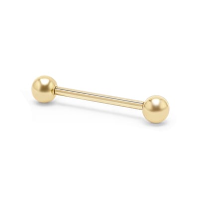 14kt - Geelgouden Straight Barbell met Bal Top 3 mm - 1,2 mm Staaf Dikte - 10 mm Lengte - 14 Karaat Gouden Piercing - Echt Goud (585) - Inclusief Echtheidscertificaat