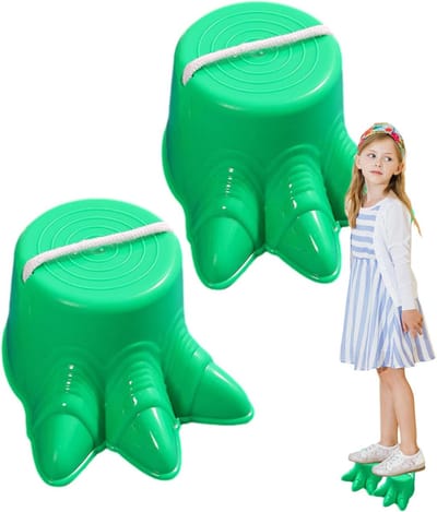 Loop Stelten - Kinder Speelgoed - Motoriek Bevorderen - Dinosaurus Voetvorm - 15x8.5x12cm - Groen