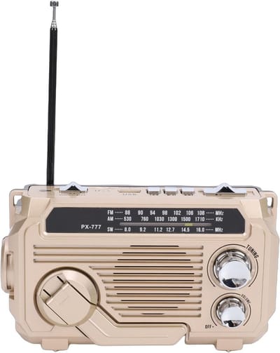 Noodradio - Draagbare Radio - Noodsituaties - Handslinger en Zonne-energie - 19.99 x 11.99 x 6.99 cm - Khaki