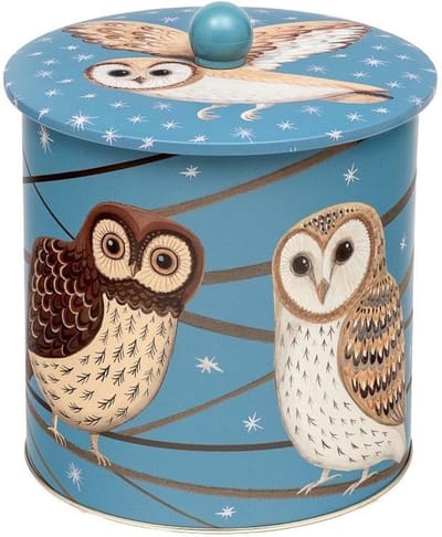 Blik Uil blauw rond Ø17x17cm