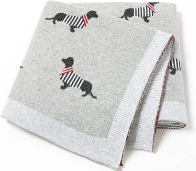 Teckel - Deken - Plaid - Hond - Inbakerdeken - Baby - 100x80cm - Grijs - plaid