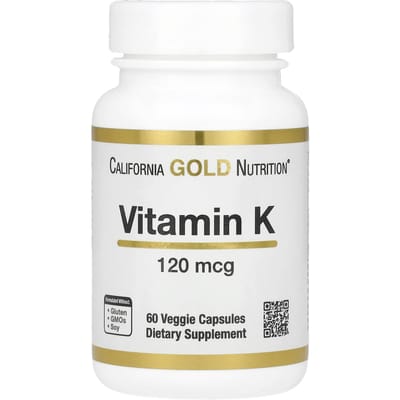 California Gold Nutrition, Vitamine K, 120 mcg, 60 Veggie Capsules