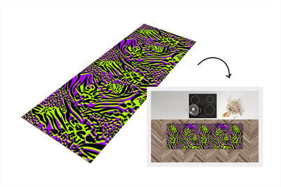 Keukenloper - Loper keuken - Dierenprint - Paars - Groen - Neon - 150x50 cm - Keukenloper vinyl