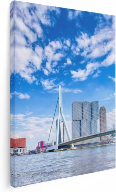Artaza Canvas Schilderij Skyline Rotterdam - 30x40 cm - Klein - Wanddecoratie Stad - Muurdecoratie Woonkamer - Kamer Accessoires