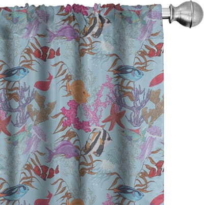 ABAKUHAUS Onderwatergordijnen – Mikrofaser – Halfdonker 2x75x175 cm – Bleek hemelblauw Multicolor
