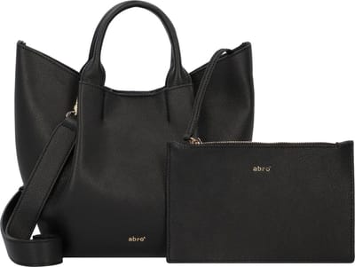 abro Leren Schoudertas Leather Erson Shopper Essential Black / Gold Zwart