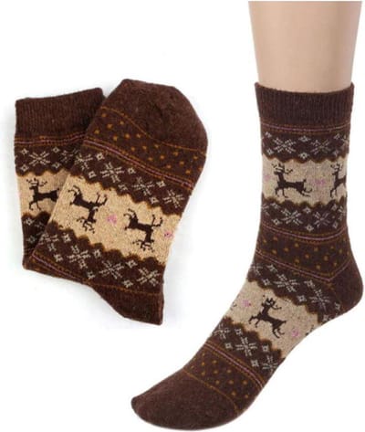 Kerstsokken - Rendier print - Bruin - Maat 35-38