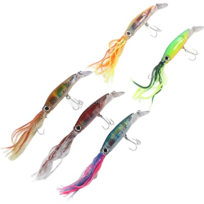5 stuks Levensgetrouwe Octopus Aas Draagbaar Kleurrijk Inktvis Harde Vis Aas Swimbait voor Zoutwater Zoetwater gray