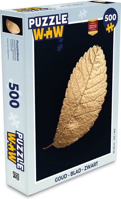 Puzzel Goud - Bladeren - Zwart - Planten - Luxe - Natuur - Legpuzzel - Puzzel 500 stukjes