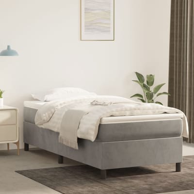 vidaXL - Boxspring - bed - 80x200 - cm - fluweel - lichtgrijs
