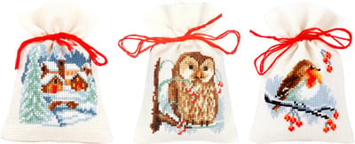 Vervaco - Kruidenzakje kit - Kerst - Winter set van 3 - PN-0156823 - Borduren - Borduurpakket - Borduurpakket volwassenen - Borduurpakket kind