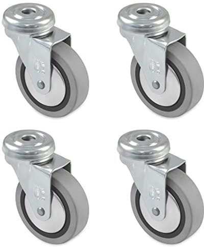 Meubelrollen met Kogellagers - 30 mm - Maximale Belasting 15 kg - Grijze Rubber Rollen zonder Rem
