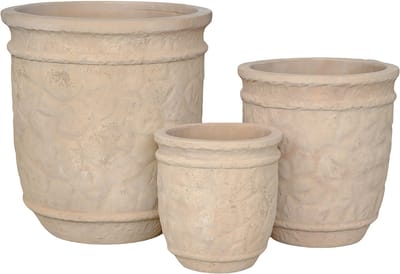 PTMD Kendra Natural Terracotta Stone Pattern Pot SV3