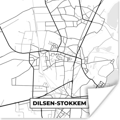 Poster België – Dilsen Stokkem – Stadskaart – Kaart – Zwart Wit – Plattegrond - 100x100 cm XXL