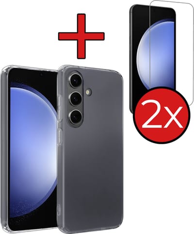 Hoesje - Met 2x Screenprotector - Geschikt voor Samsung Galaxy S23 FE - Sterk & Shockproof - Telefoon Hoes - Back Cover - Siliconen Case - Telefoonhoes - Transparant