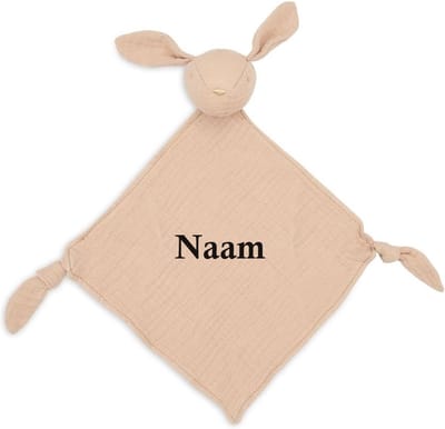 Jollein Speendoekje Bunny Ears Moonstone met naam - knuffeldoekje konijn met geborduurde naam - gepersonaliseerd kraamcadeautje