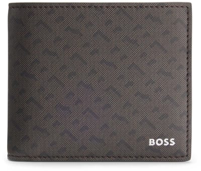 BOSS Leren portemonnee Zair 4 CC Coin Wallet Dark Brown donkerbruin