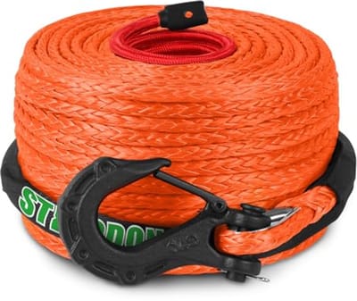 Synthetisch 3/8" x 100ft Liertouw met Haak en Bescherming - 25LB Dyneema Kabel voor Off-Road en Recovery