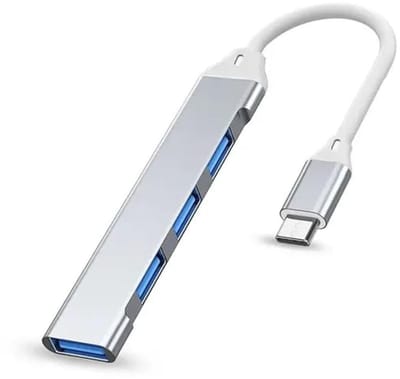 Dailygoody - USB-Uitbreider - 4 Poorten - Type-C Naar USB 3.0 Dongle - Ultra Slank - Compatibel Met Windows - Space Silver - Ideaal Voor Laptop En Tab