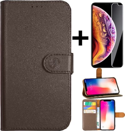 Apple iPhone 5/5S/5SE Rico Vitello RV Super Wallet case/ book case/hoesje met pasjeshouder hoge kwaliteit- Bruin + gratis screenprotector