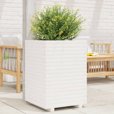 vidaXL - Plantenbak - 50x50x72 - cm - massief - grenenhout - wit