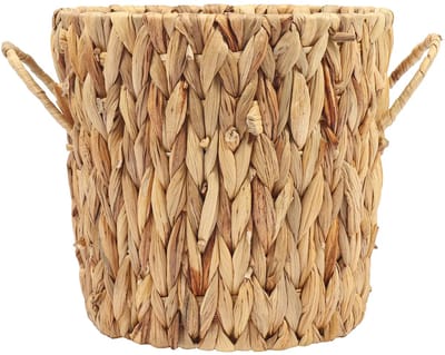 Gevlochten Mand Naturel | Ø26 cm – Plantenmand met Handvatten – Stevig Metaalframe – Bloempot voor planten – Plantenpot/Mand