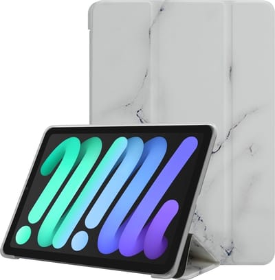 Cadorabo Tablet Hoesje geschikt voor Apple iPad MINI 6 (8.3 Zoll) - Design Wit Marmer - Ultra dunne beschermhoes gemaakt van flexibel TPU silicone met standfunctie