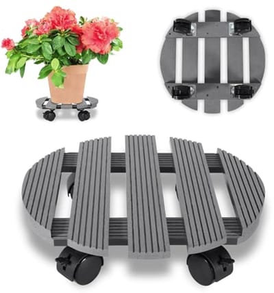 Ronde Plantenroller met Wielen - 30 cm Diameter, Voor Binnen en Buiten Gebruik, Tot 80 kg Draagkracht
