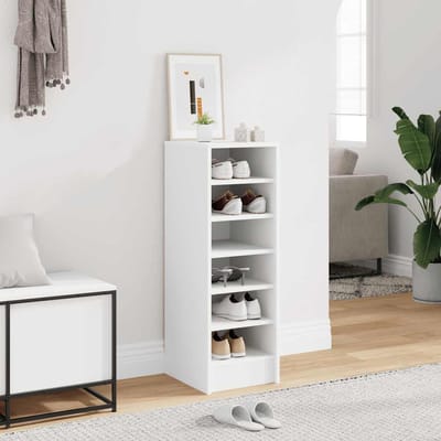 vidaXL - Schoenenkasten - 31,5 - x - 35 - x - 90 - cm - Wit - 6 - vakken