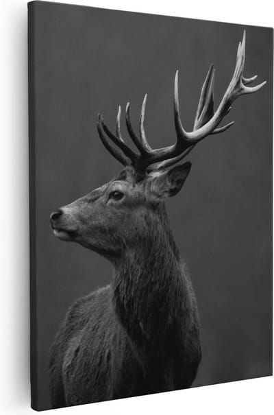 Artaza Canvas Schilderij Hertenkop Met Gewei - 40x50 cm - Muurdecoratie Dierenkop - Wanddecoratie Dieren - Kamer Accessoires