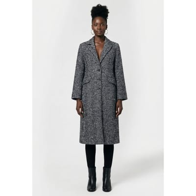 French Connection Herringbone Coat W Black/white Maat: XS | Single-Breasted Mantels Outlet | Dames | Zwart