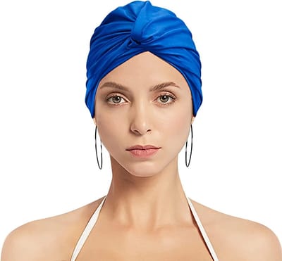 VHV - Badmuts - Zwemcap dames - Douchemuts - Zwemturban dames - Badmuts lang haar - Plissé zwemcap - Voor zwembad spa strand - Voor dames meisjes - Koningsblauw