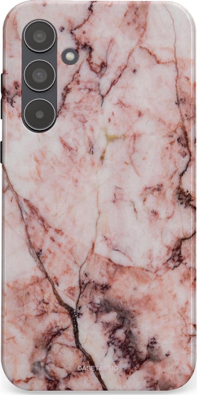 Casetastic hoesje geschikt voor Samsung Galaxy A55 - Dubbellaagse bescherming - Koraalrif Marmer - Fashion Case - Lichtroze Perzik