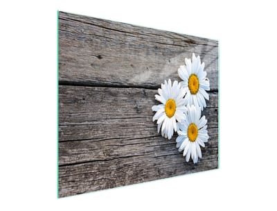TMK ArtDeko Serie - Glazen Snijplank - 52x30 cm - Stokroosmotief - Gelaagd Veiligheidsglas