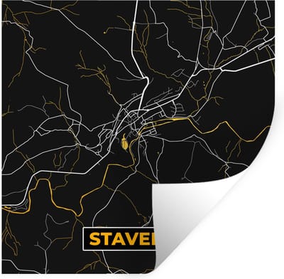 Muurstickers - Sticker Folie - Stavelot - Kaart - Stadskaart - Goud - Plattegrond - 100x100 cm - Plakfolie - Muurstickers Kinderkamer - Zelfklevend Behang XXL - Zelfklevend behangpapier - Stickerfolie