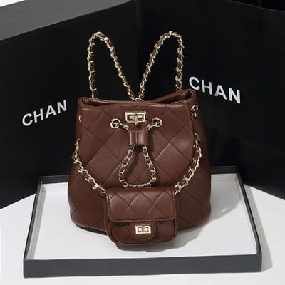 Dames Zomer Diamantvormige Ketting Rugzak, Koreaanse Versie, Hoge Uitstralingswaarde, Kleine Vierkante Tas, Schoudertas Crossbodytas brown