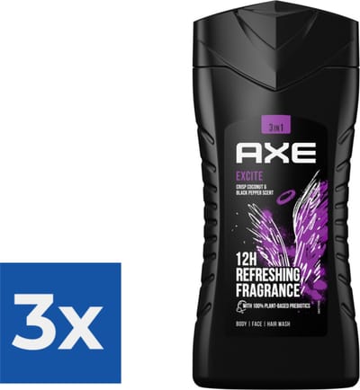 Axe Douchegel - Excite 250 ml - Voordeelverpakking 3 stuks