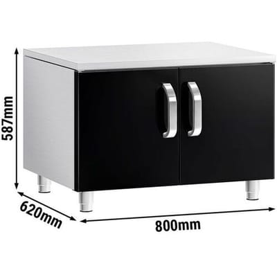 GGM Gastro Edelstahl Unterbau - 800mm - 2 Türen - Schwarz Zilver / Zwart